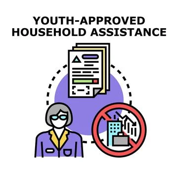Youth approved household assistance program support Stock Illustration
