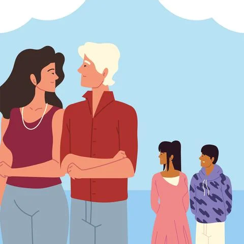 Youth couples character Stock Illustration