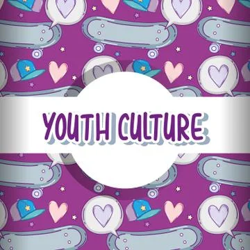 Youth culture pattern background Illustrazione stock