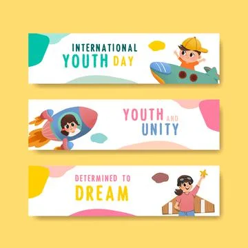 Youth day banner template design for international youth day,poster,template, Stock Illustration