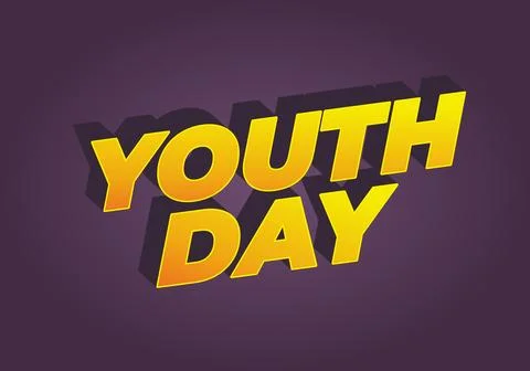 Youth day. Bold 3D text effect for energetic celebration design Stock Illustration