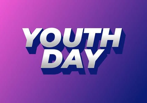 Youth day. Bold 3D text effect for energetic celebration design Stock Illustration