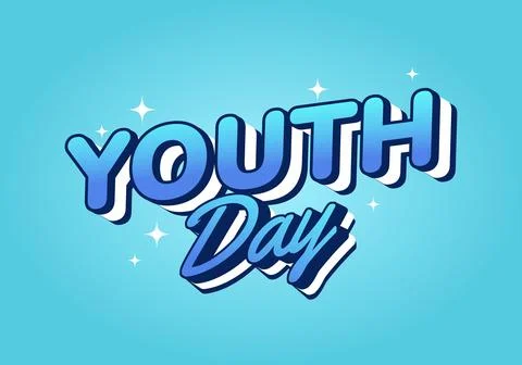 Youth day. Bold 3D text effect for energetic celebration design. Blue colors Stock Illustration
