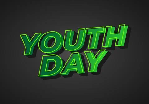 Youth day. Bold 3D text effect for energetic celebration design Stock Illustration