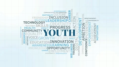 Youth Empowerment and Development Typography Word Cloud Animation Stockbeeldmateriaal 341620681