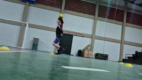 Youth Handball Players Practicing Ball Control Drill Stock Footage 346790427
