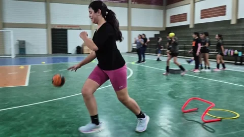 Youth Handball Training Session at Indoor Sports Stock Footage 346788565