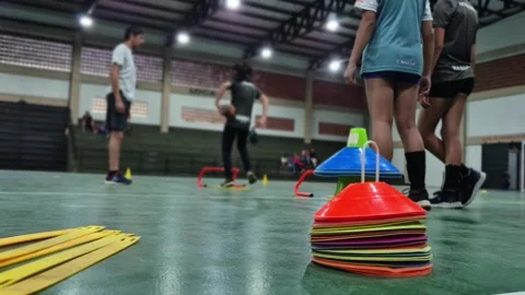 Youth Handball Training Session Using Sports Equipment Stock Footage 346793618