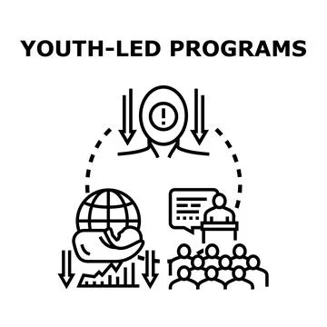 Youth leading programs addressing global challenges and advocating change Stock Illustration