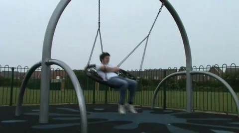 Youth led on swing Video stock 398441