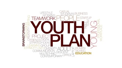 Youth plan animated word cloud, text design animation. Kinetic typography. Stock Footage 72011421
