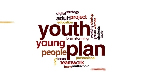 Youth plan animated word cloud, text design animation. Stock Footage 72760251