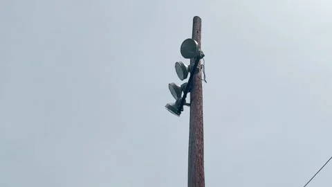 YOUTH PLAYING FIELD LIGHTING STRUCTURE IN STADIUM. GREAT OLD FASHIONED LOOK Stock Footage 182480652