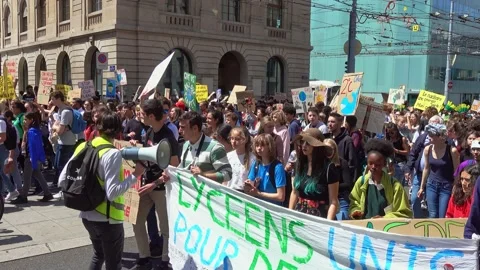 Youth protests against the climate changes and global warming Stock Footage 231297666