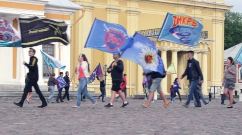 Youth in Revolt. Demonstration with Flags 스톡 동영상 68097517