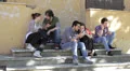 youth of today - Group of friends mobile phone, cell phone, cellular phone HD Footage