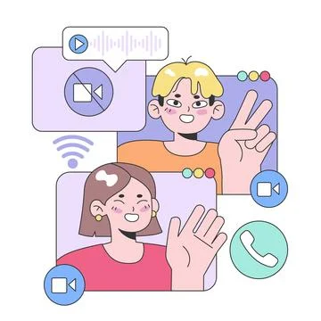 Youthful friends engaging. Flat vector illustration Stock Illustration