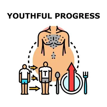 Youthful progress concept developing masculine body and growth Stock Illustration