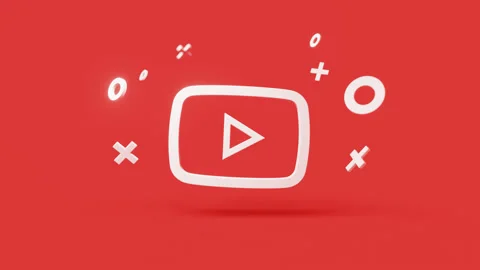 Youtube 3d icon on a simple red background 4k seamless animation loop Stock Footage 202091703