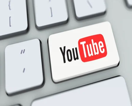 Youtube button on computer keyboard. Key is pressed, click for HD Stock Footage 35648160