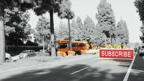 YouTube Channel Subscribe Button Yellow School Bus Education Stock Footage 253931819