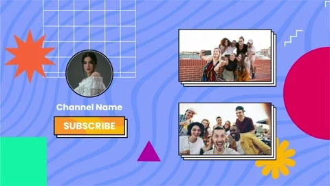 Youtube End Screens Dynamic Retro 90s Colorful Vibrant  After Effects	Stock