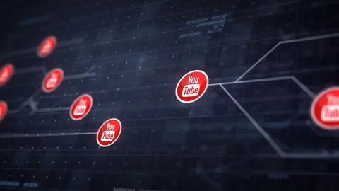 Youtube Icon Line Connection of Circuit Board Loop Animation 4K Stock Footage 70597588
