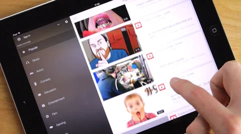 Youtube On iPad Tablet Device Stock Footage