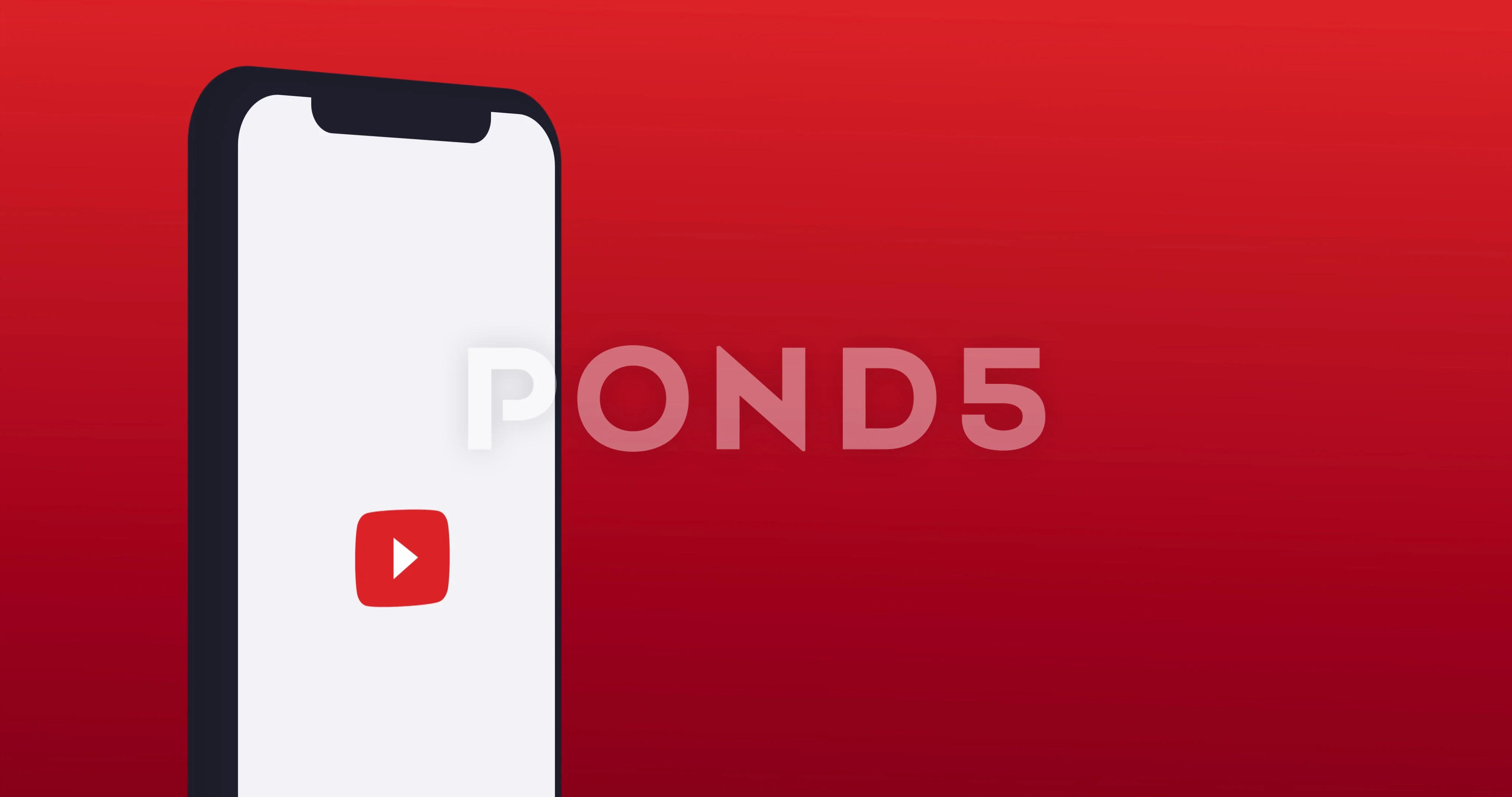 YouTube mobile app logo on phone screen animation with copy space