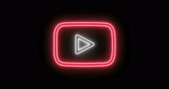 Neon Youtube Icon With Beautiful Glowing Stock Video Pond5