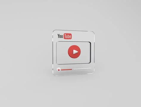 Youtube Player or transparent Silver Button 3d render illustration Image Stock Illustration