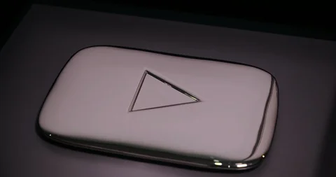 YouTube silver play button award, for creators with over 100,000 subscribers Stock Footage 119121895