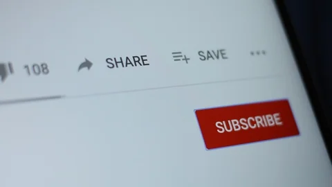 Youtube subscribe button being clicked on Stock Footage 129051896