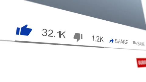 Youtube video like count closeup animation Stock Footage 147869722