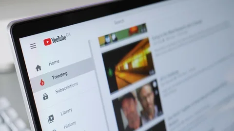 Youtube Website on a Laptop Computer Screen Video stock 129318583