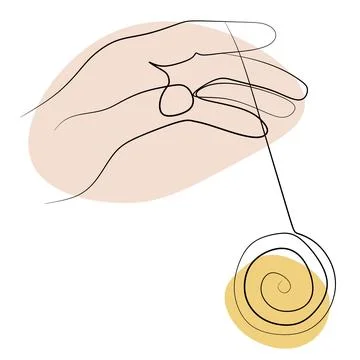 Yoyo or yo-yo continuous line drawing With Abstract color Shapes. One line ar Stock Illustration