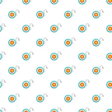 Yoyo toy seamless pattern featuring orange star design Illustrazione stock