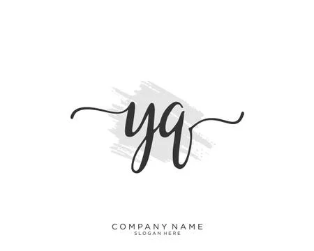 YQ Initial handwriting logo design Stock Illustration