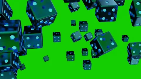YR-25 Blue Dice Flying To Camera Chromakey Video0001-0250 Stock Footage 171165672