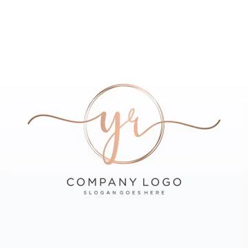YR Initial handwriting logo design Stock Illustration