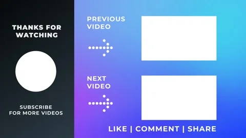 YT End Screen Blue Gradient Theme, YT Video Template, Outro Card 1920x1080 Stock Footage 154798624