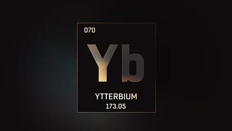 Ytterbium as Element 70 of the Periodic Table 3D illustration on grey background 스톡 동영상 119718737