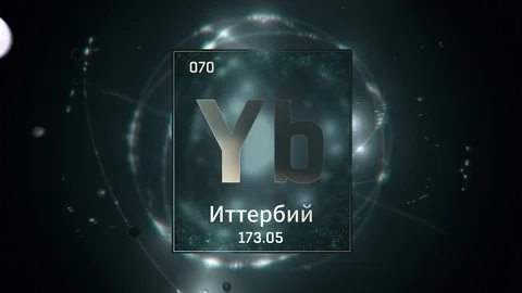 Ytterbium as Element 70 of the Periodic Table 3D illustration on green Video stock 126446556