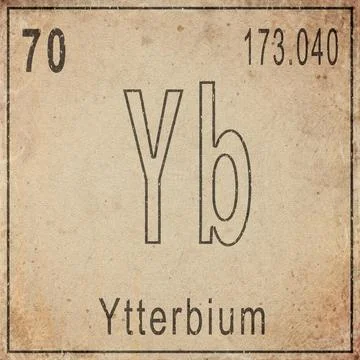 Ytterbium Element Card from Periodic Table on Vintage Old Paper Stock Illustration