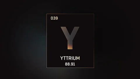 Yttrium as Element 39 of the Periodic Table 3D animation on grey background Video stock 119483494