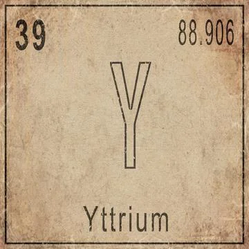 Yttrium Element Card from Periodic Table on Vintage Old Paper Stock Illustration