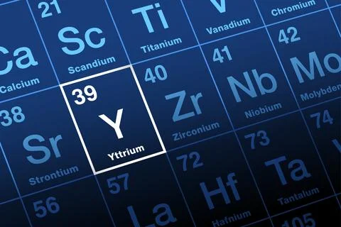 Yttrium on periodic table of the elements, with element symbol Y Stock Illustration