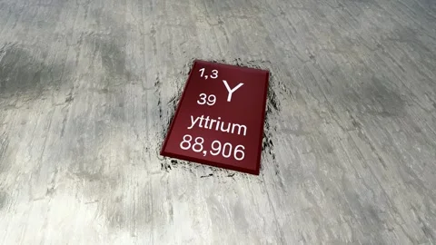 Yttrium periodic table symbol on raw yttrium, a rare earth element. Stock Footage 321655104