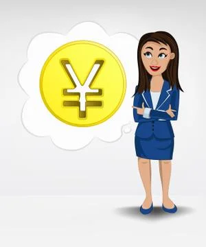 Yuan coin in bubble idea concept of woman in suit vector illustration イラスト素材