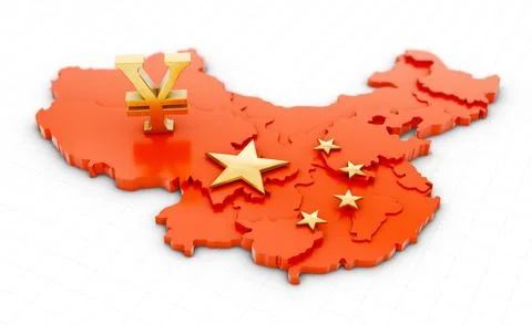 Yuan on  map of China Stock Illustration
